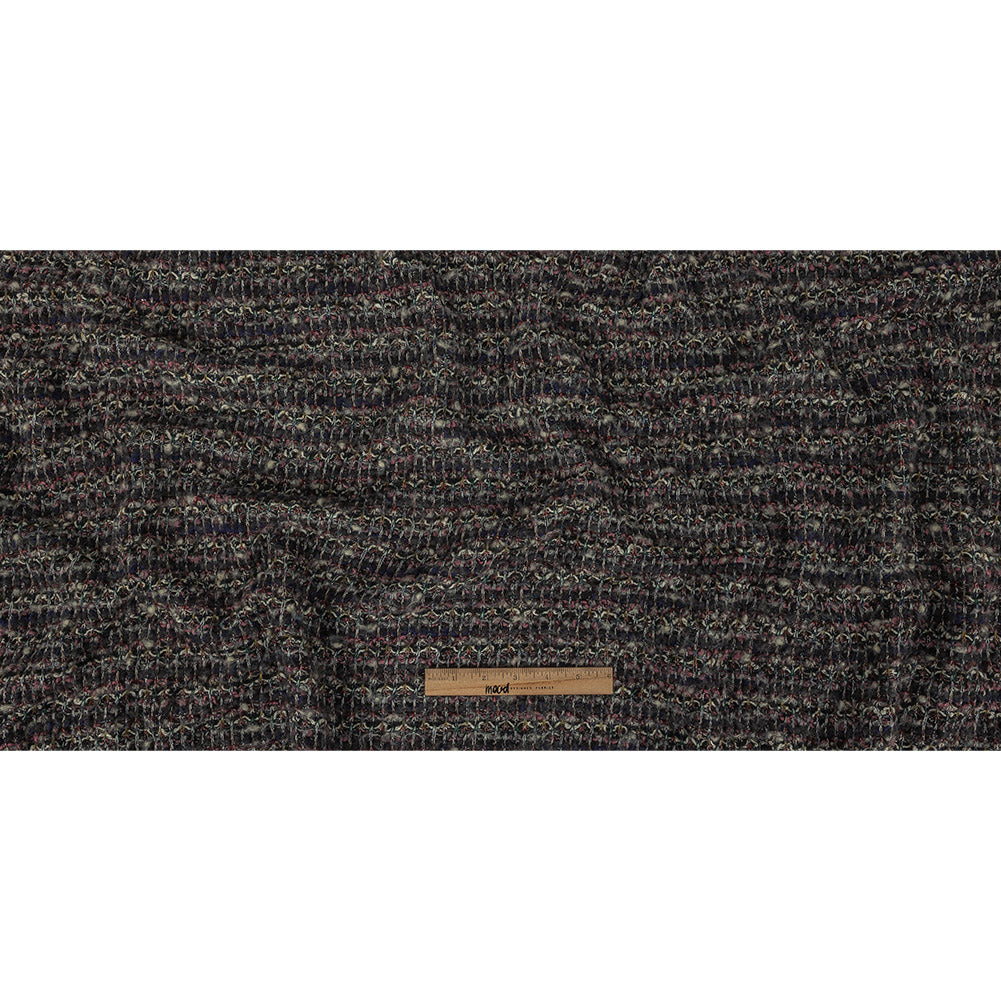 Charcoal, Rose and Metallic Silver Loopy Wool Sweater Knit Full