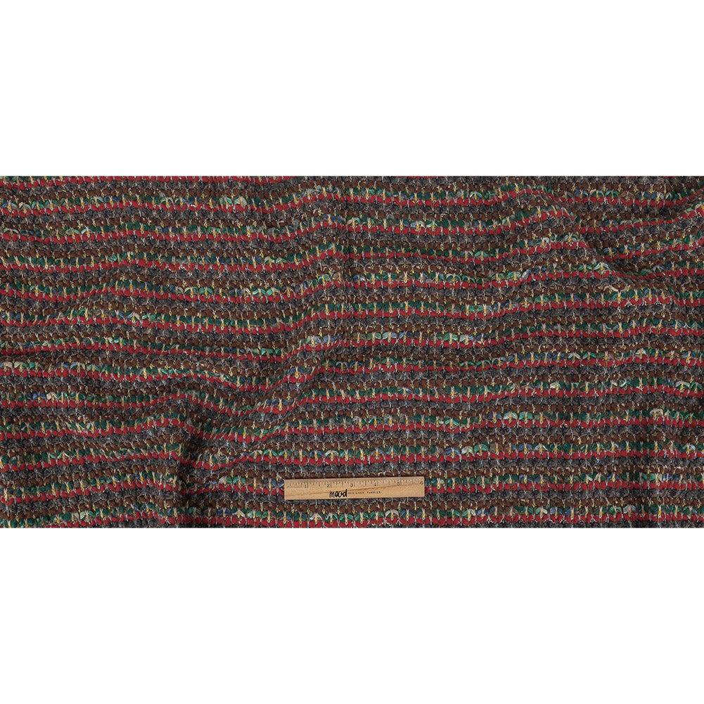 Red, Green and Brown Chunky Stripes Wool Knit Full