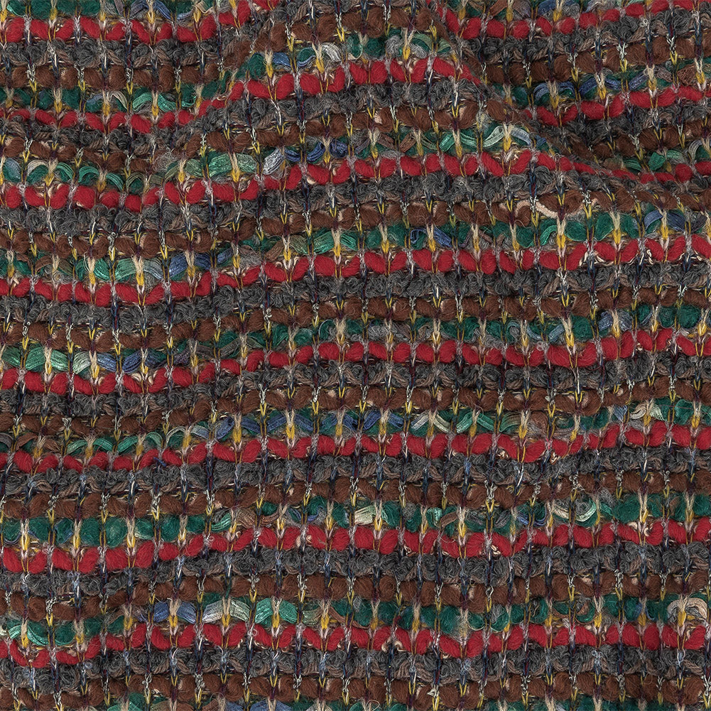 Red, Green and Brown Chunky Stripes Wool Knit