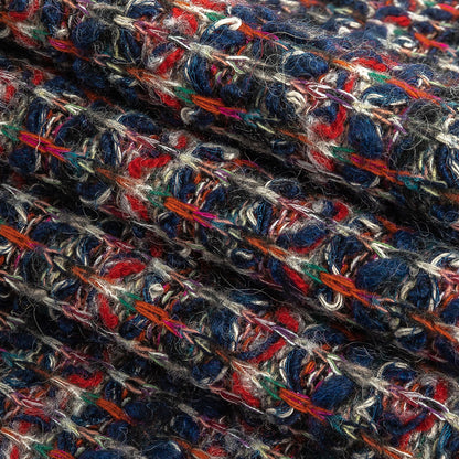 Navy and Red Striated Chunky Wool Knit Folded