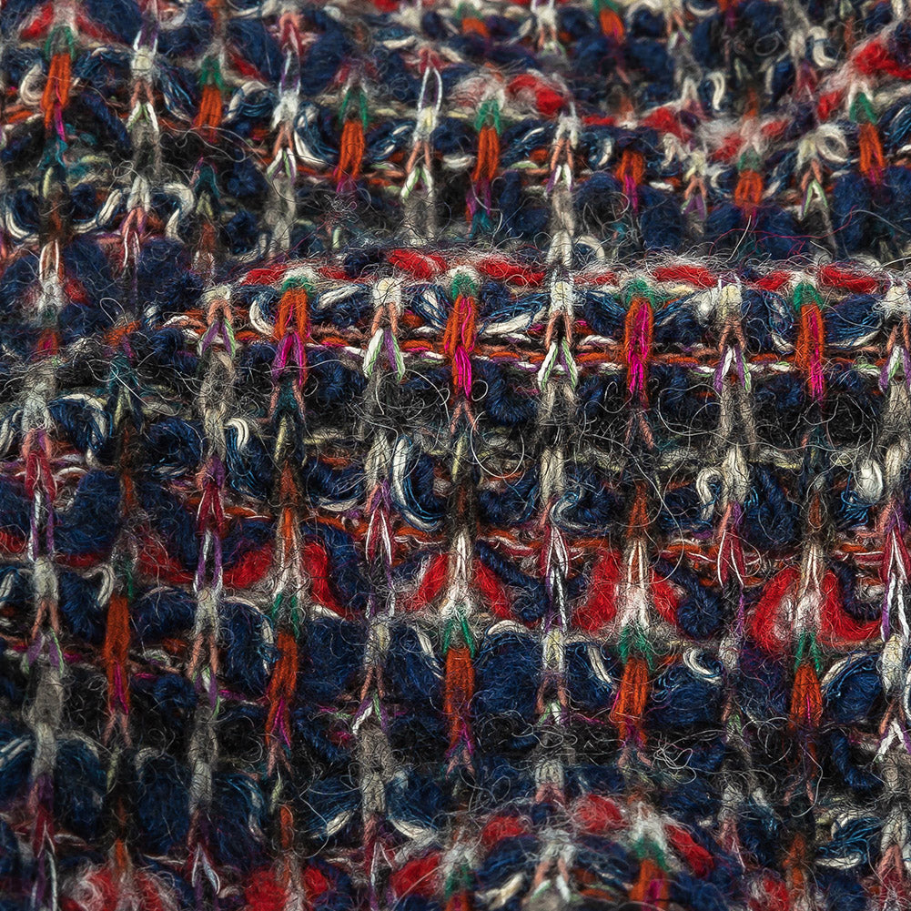 Navy and Red Striated Chunky Wool Knit Detail