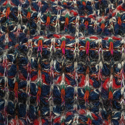 Navy and Red Striated Chunky Wool Knit Detail