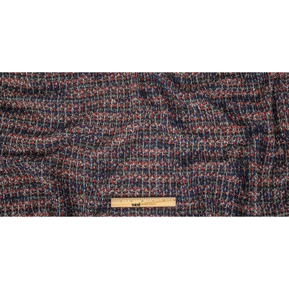 Navy and Red Striated Chunky Wool Knit Full