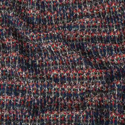 Navy and Red Striated Chunky Wool Knit