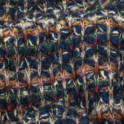 Dark Forest, Navy, and Beige Striated Chunky Wool Knit Detail