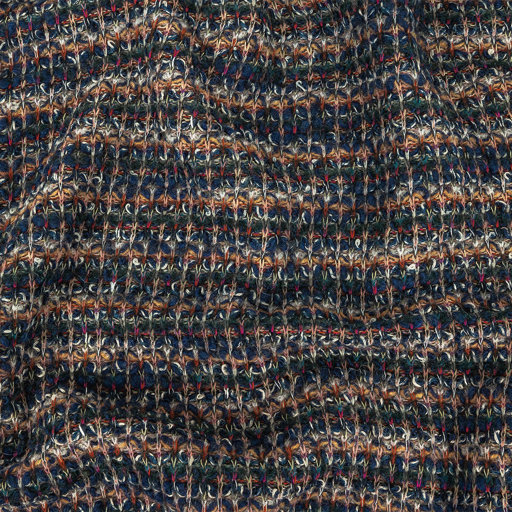 Dark Forest, Navy, and Beige Striated Chunky Wool Knit