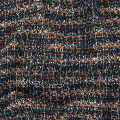 Dark Forest, Navy, and Beige Striated Chunky Wool Knit