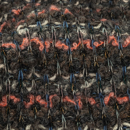 Italian Pewter, Flamingo Pink and Blue Stripes Boucled Wool Sweater Knit with Clear Sequins Detail