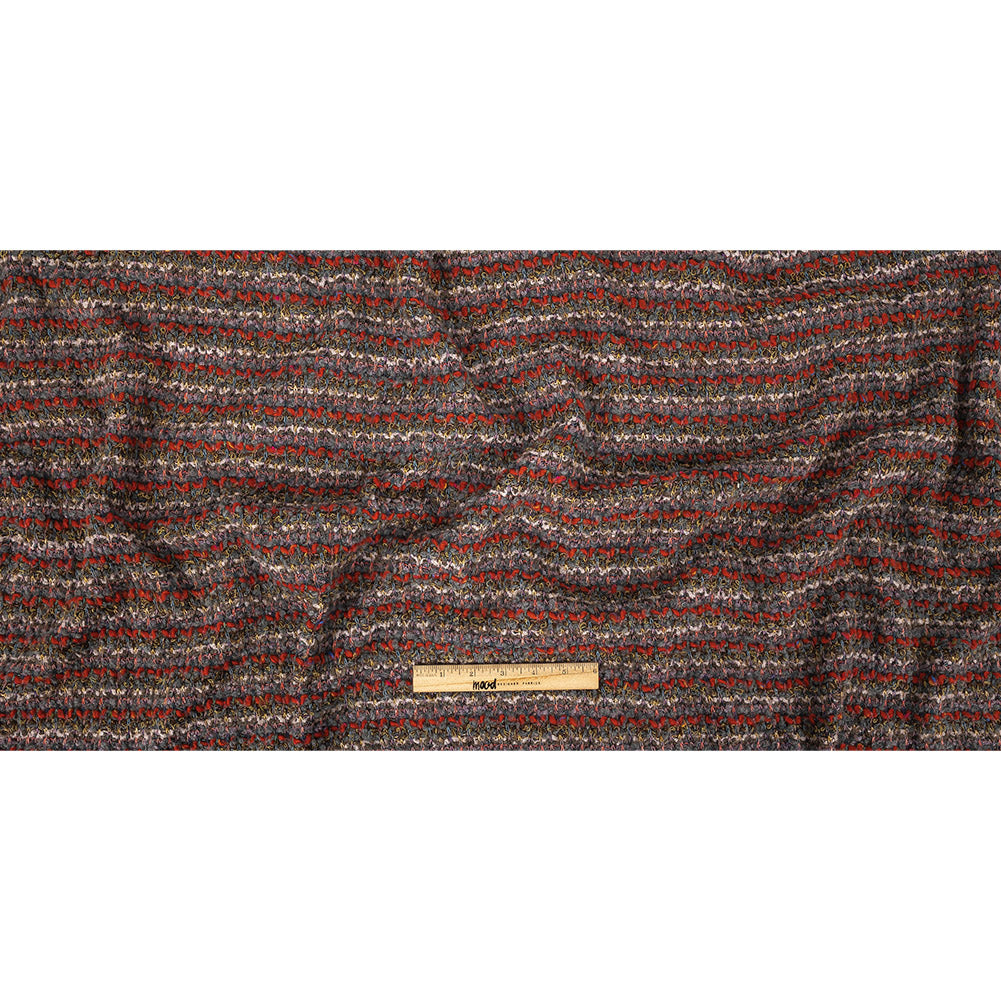 Red, Gray, and Yellow Striped Loopy Chunky Sweater Knit Full