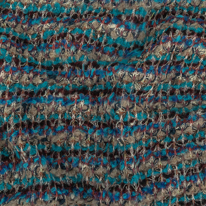 Turquoise, Blue, and Gray Loopy Wool Sweater Knit