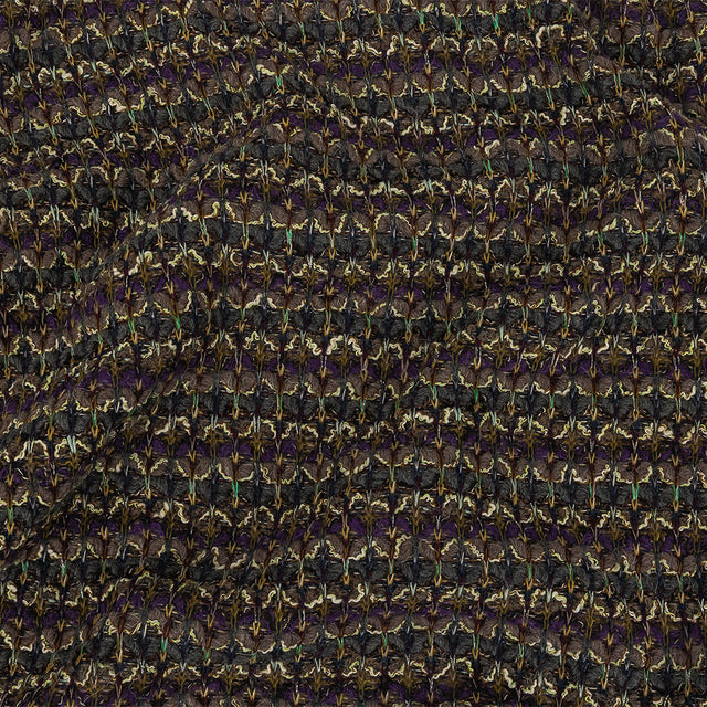Charcoal, Purple, and Mustard Chunky Wool Knit with Metallic Silver Accents