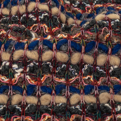 Blue, Sesame, and Wine Chunky Striped Wool Knit Detail