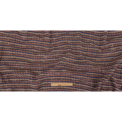 Blue, Sesame, and Wine Chunky Striped Wool Knit Full