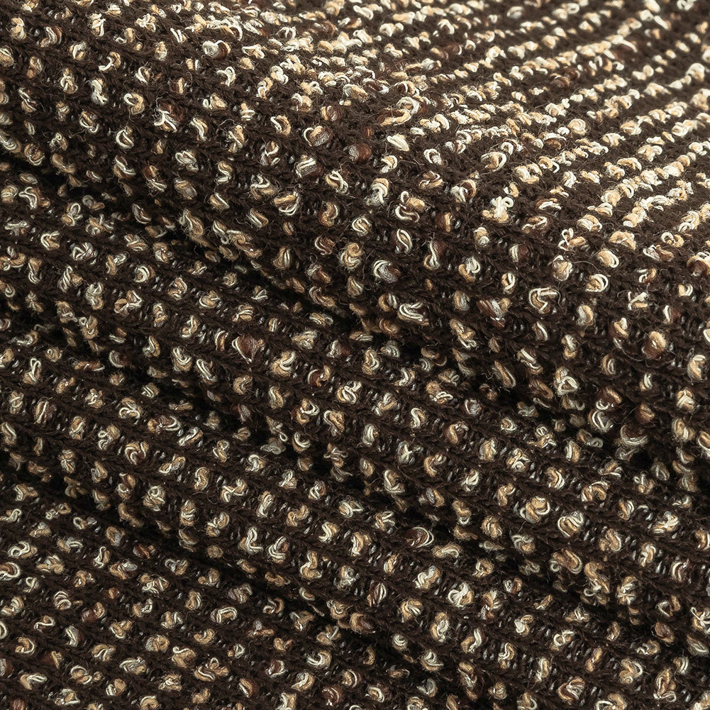 Pale Beige and Black Nubby Boucled Knit Folded