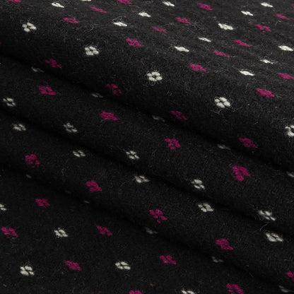 Black, White and Magents Diamonds Brushed Blended Cotton Jacquard Folded