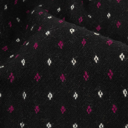 Black, White and Magents Diamonds Brushed Blended Cotton Jacquard Detail