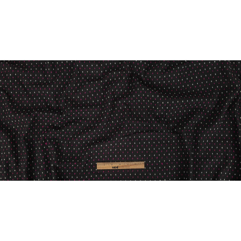 Black, White and Magents Diamonds Brushed Blended Cotton Jacquard Full
