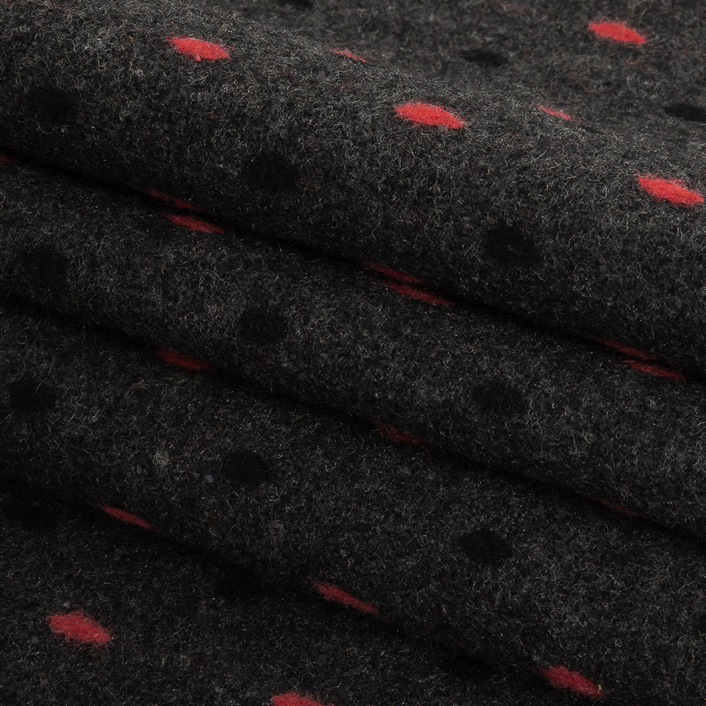 Peat, Black and Pink Broken Stripes or Spots Brushed Woven Folded