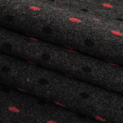 Peat, Black and Pink Broken Stripes or Spots Brushed Woven Folded