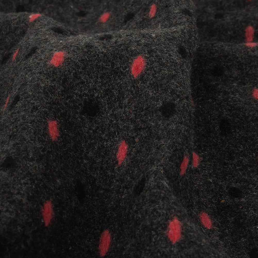 Peat, Black and Pink Broken Stripes or Spots Brushed Woven Detail