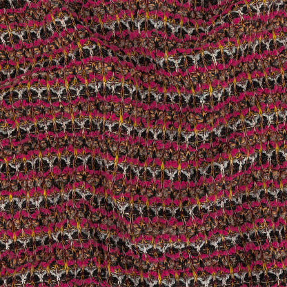 Italian Hot Pink, Gray and Mustard Stripes Wool Boucle Sweater Knit
