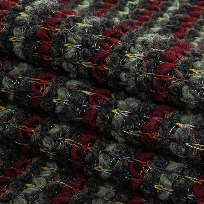 Italian Burgundy, Raven and Brunette Striped Chunky Wool Knit Folded