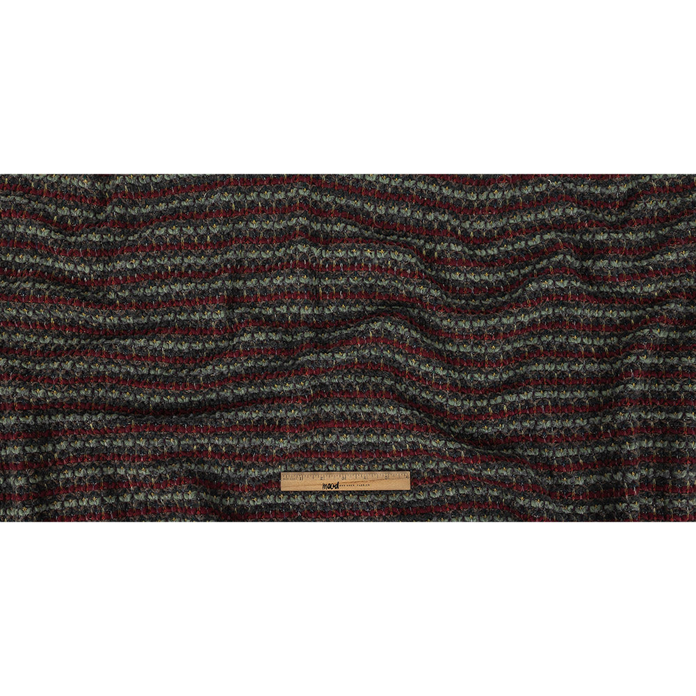 Italian Burgundy, Raven and Brunette Striped Chunky Wool Knit Full