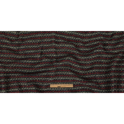 Italian Burgundy, Raven and Brunette Striped Chunky Wool Knit Full