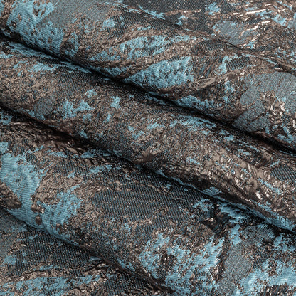 Sky and Rose Gold Abstract Metallic Brocade Folded