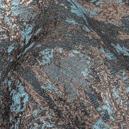Sky and Rose Gold Abstract Metallic Brocade Detail
