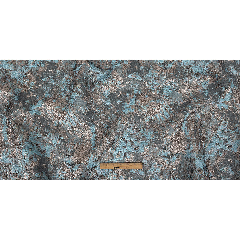 Sky and Rose Gold Abstract Metallic Brocade Full