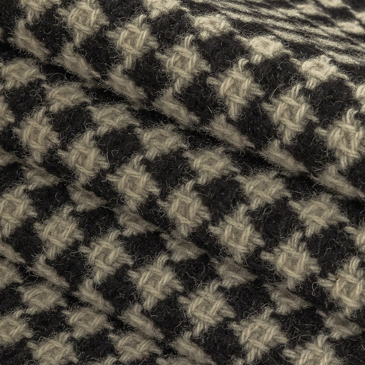 Black and White Houndstooth Wool Coating Folded