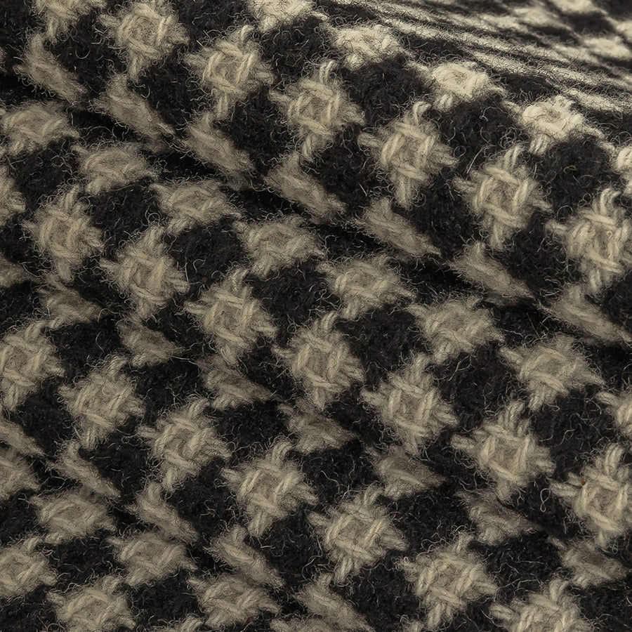 Black and White Houndstooth Wool Coating Folded