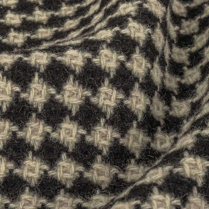 Black and White Houndstooth Wool Coating Detail