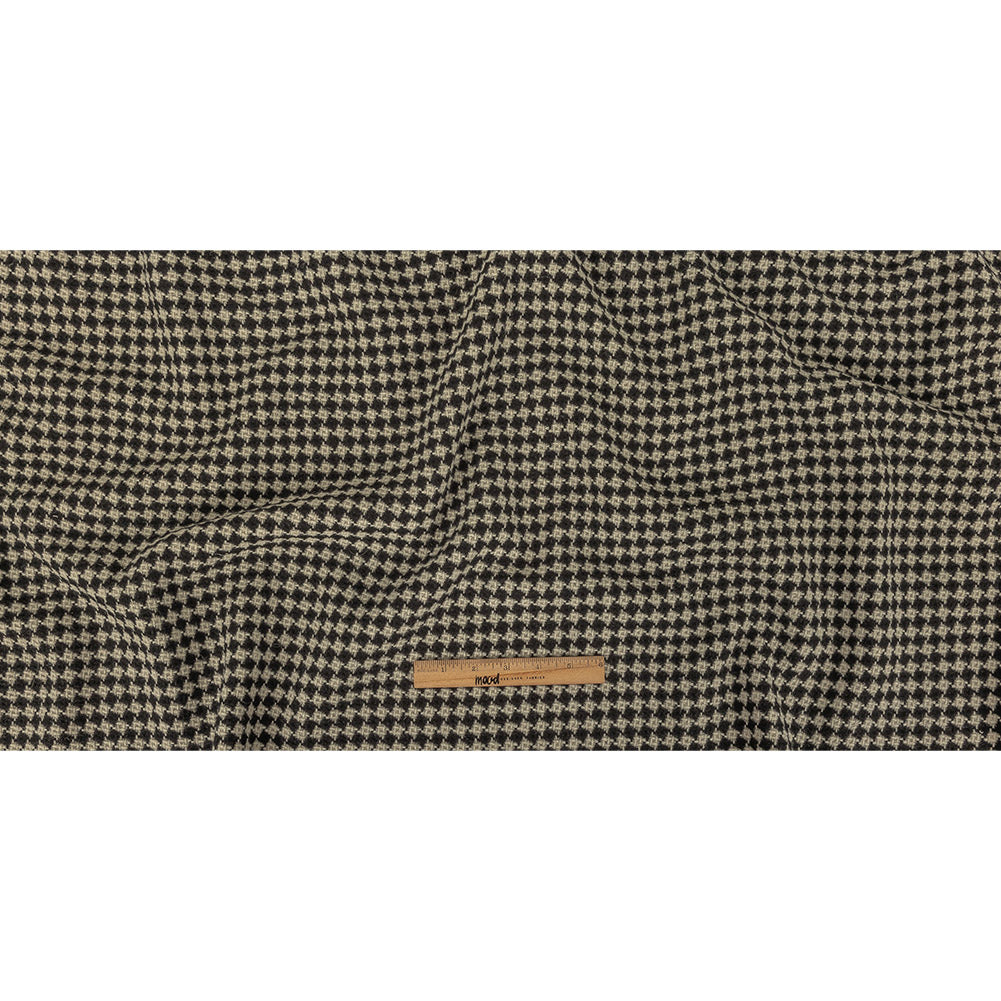 Black and White Houndstooth Wool Coating Full