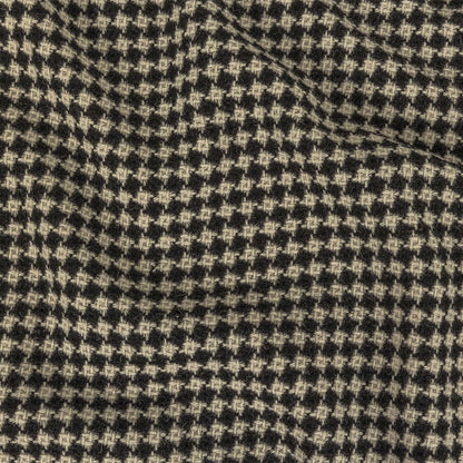 Black and White Houndstooth Wool Coating