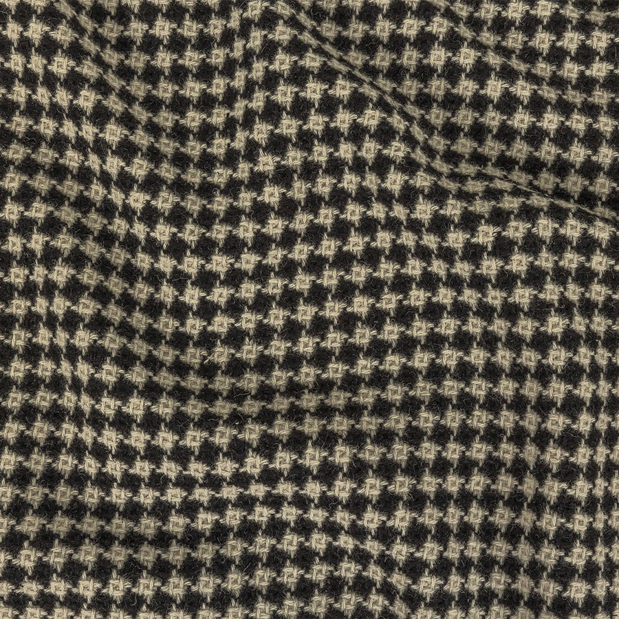 Black and White Houndstooth Wool Coating