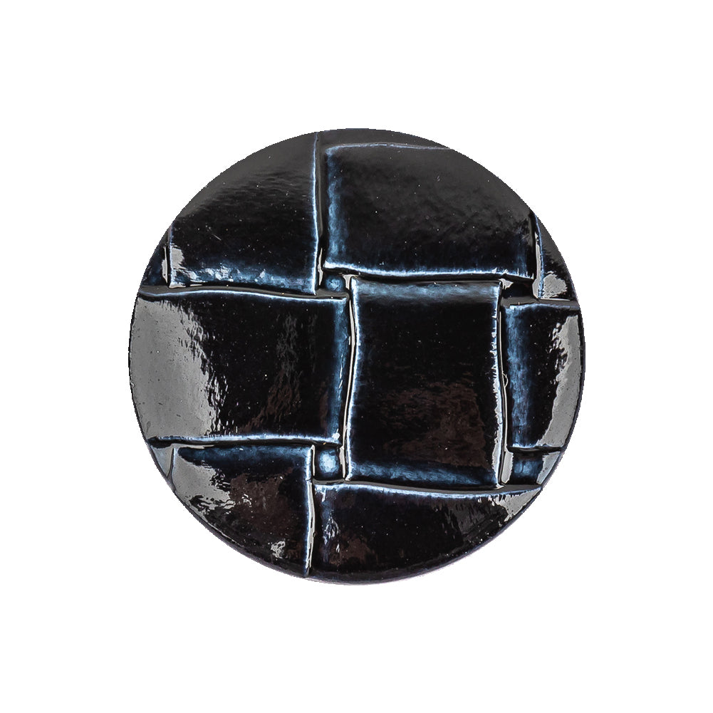 Italian Shiny Navy Basketweave Embossed Faux Leather Button - 40L/25.5mm