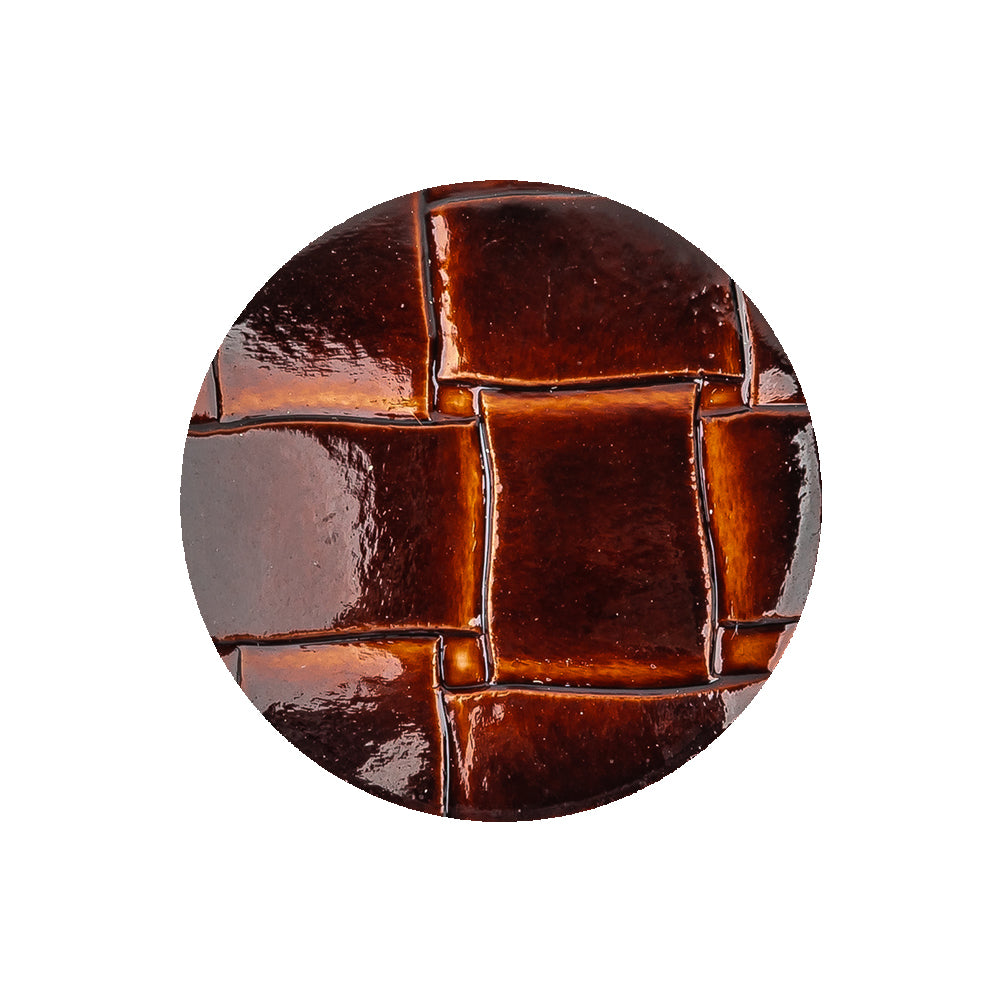 Italian Shiny Bark Basketweave Embossed Faux Leather Button - 40L/25.5mm