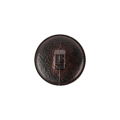 Italian Dark Brown Basketweave Embossed Faux Leather Button - 28L/18mm Detail