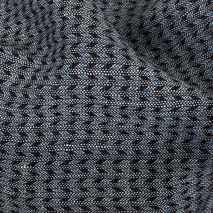 Italian Blue, Black, and White Chevrons Rayon Dobby Shirting Detail