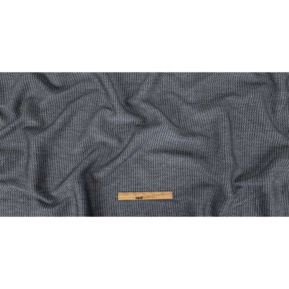 Italian Blue, Black, and White Chevrons Rayon Dobby Shirting Full