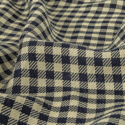 Italian Navy and Antique White Shepherd's Check Rayon Twill Detail