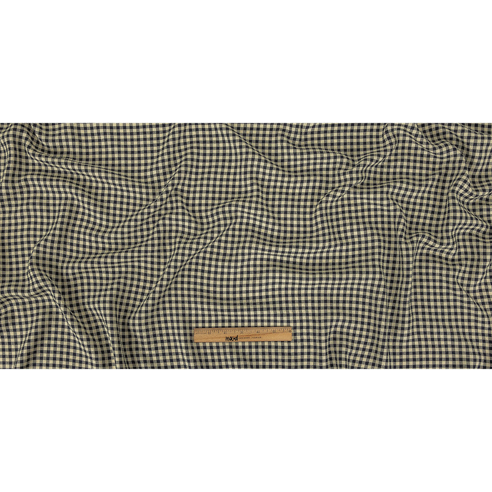 Italian Navy and Antique White Shepherd's Check Rayon Twill Full