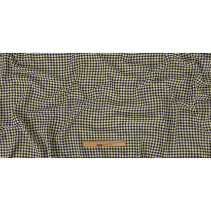 Italian Navy and Antique White Shepherd's Check Rayon Twill Full