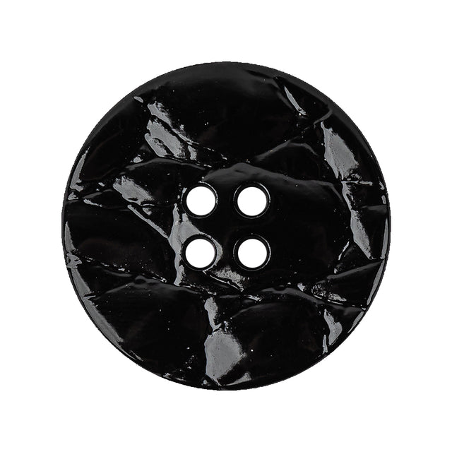 Italian Glossy Deep Roast Abstract Molded 4-Hole Faux Leather Button - 44L/28mm
