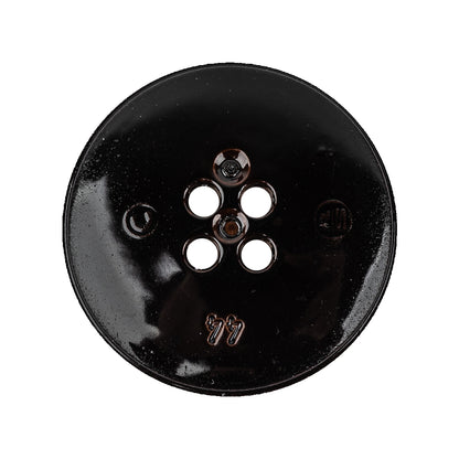 Italian Glossy Midnight Brown Abstract Molded 4-Hole Faux Leather Button - 44L/28mm Detail