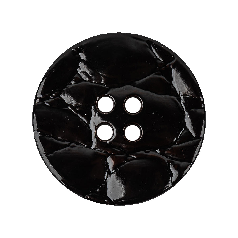 Italian Deepest Brown Abstract Molded 4-Hole Faux Leather Button - 44L/28mm