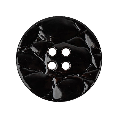 Italian Deepest Brown Abstract Molded 4-Hole Faux Leather Button - 44L/28mm