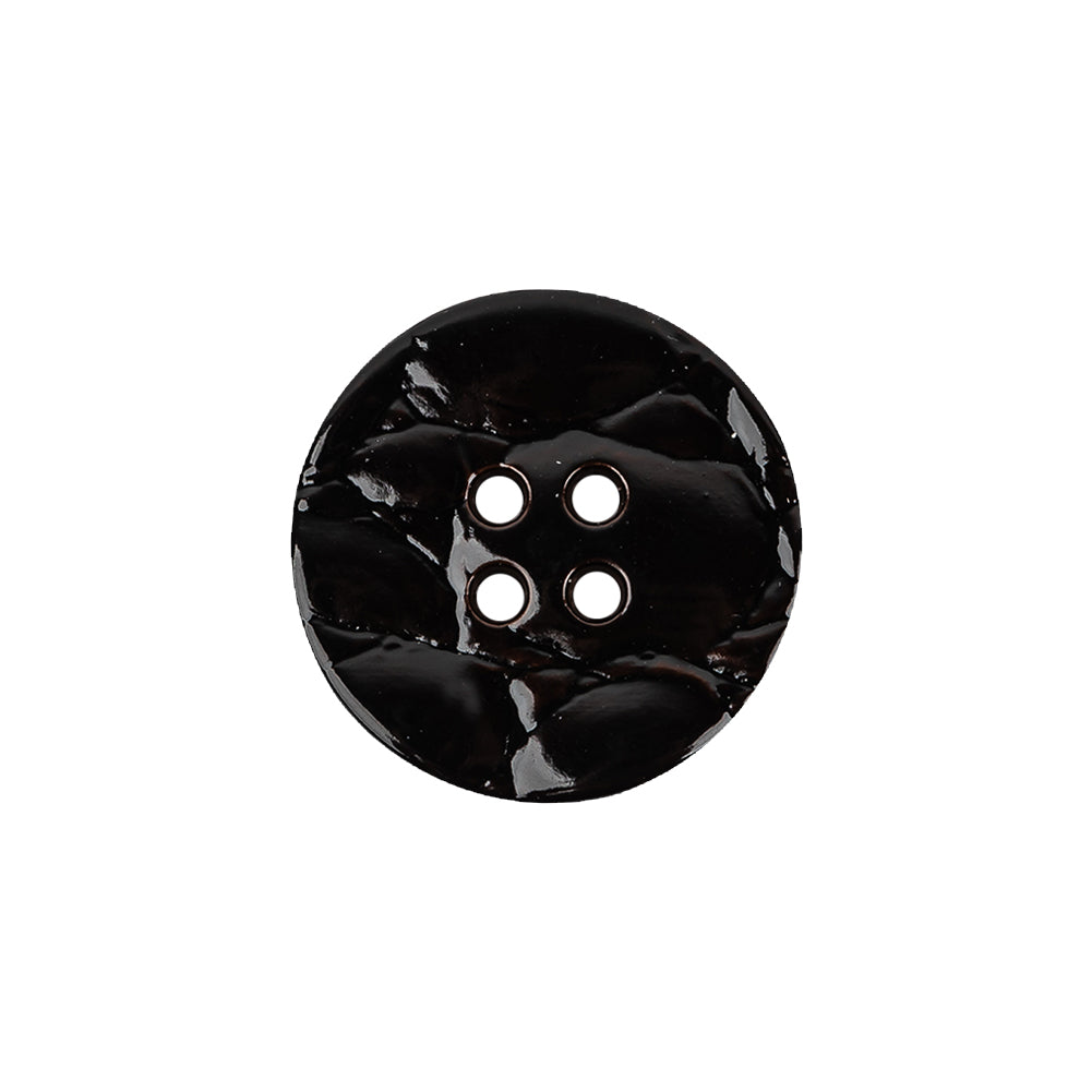 Italian Glossy Midnight Brown Abstract Molded 4-Hole Faux Leather Button - 32L/20mm